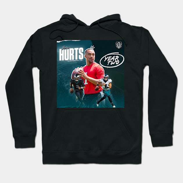 Jalen Hurts QB1 SZN Hoodie by Eagles Unfiltered